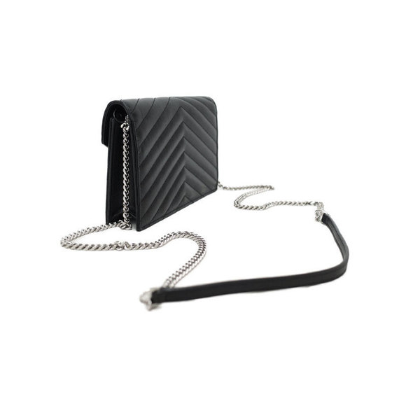 Saint Laurent Paris Wallet Black Envelope Chain - Picture 1 of 9